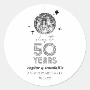 Disco Cheers 50 Years Wedding Anniversary Party Classic Round Sticker