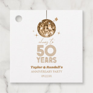Disco Cheers 50 Years Wedding Anniversary Party Favour Tags