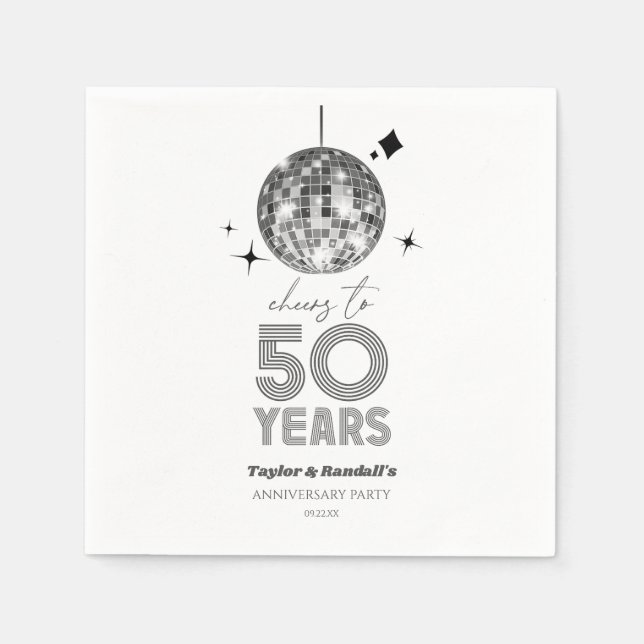 Disco Cheers 50 Years Wedding Anniversary Party Napkin (Front)