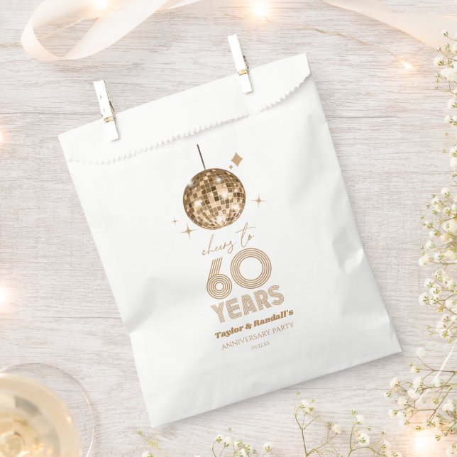Disco Cheers 60 Years Wedding Anniversary Party Favour Bags (Clipped)