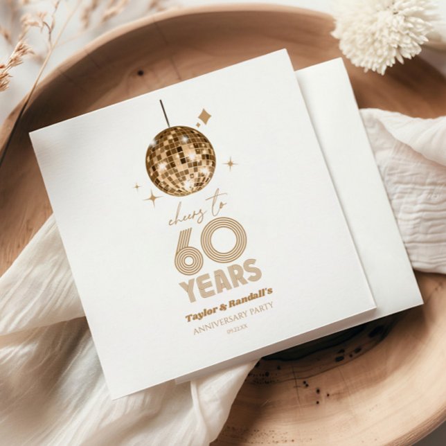 Disco Cheers 60 Years Wedding Anniversary Party Napkin (Creator Uploaded)