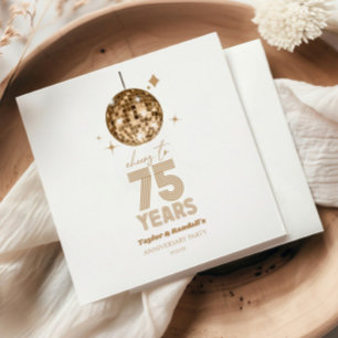 Disco Cheers 75 Years Wedding Anniversary Party Napkin