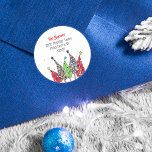 Disco Christmas Trees Return Address Classic Round Sticker<br><div class="desc">Elevate your holiday correspondence with our customisable Disco Christmas Trees Return Address Envelope Sticker Seals! Featuring vibrant disco-decorated Christmas trees, these stickers add a touch of sparkle and style to your envelopes. Designed to complement our Coffee and Tea Christmas Card Collection, these seals seamlessly blend with the theme, creating a...</div>