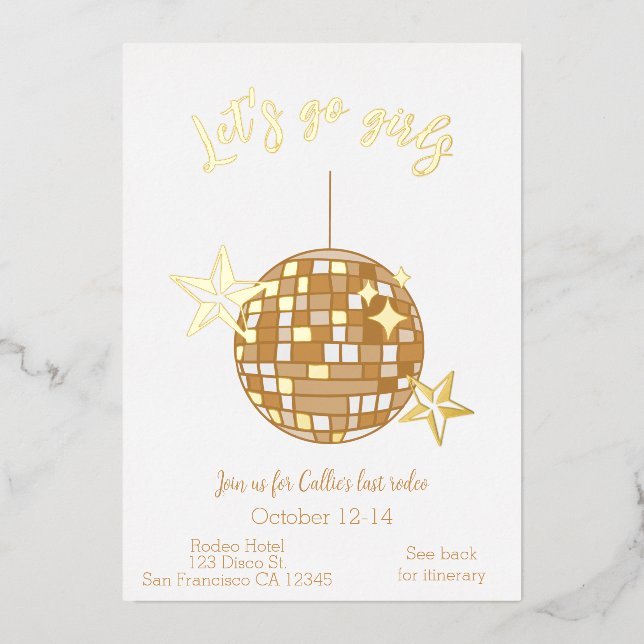 Disco Cowgirl Bachelorette Itinerary Last Rodeo (Front)