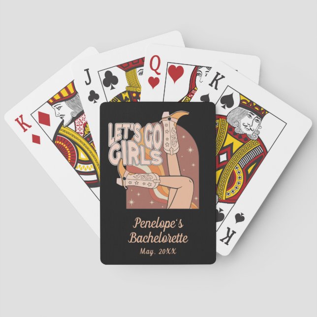Disco Cowgirl Bachelorette Party Favour Playing Cards (Back)