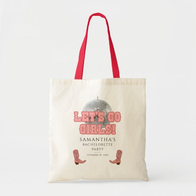 Disco Cowgirl Bachelorette Party Let’s Go Tote Bag (Front)