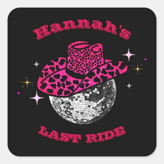 Disco Cowgirl  Bachelorette party   Square Sticker (Front)