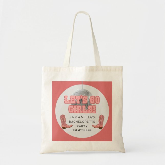 Disco Cowgirl Bachelorette Party Tote Bag (Front)