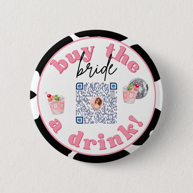 Disco Cowgirl Bachelorette Party Venmo QR Code Pin (Front)