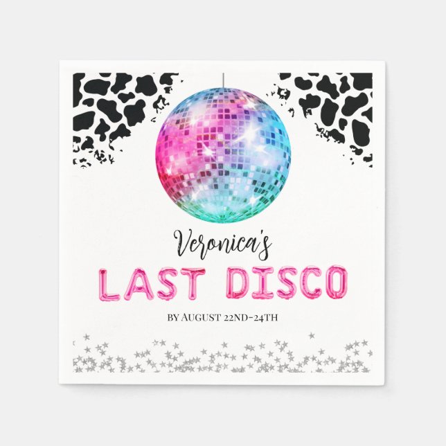 Disco Cowgirl Bachelorette Thank You Napkin (Front)