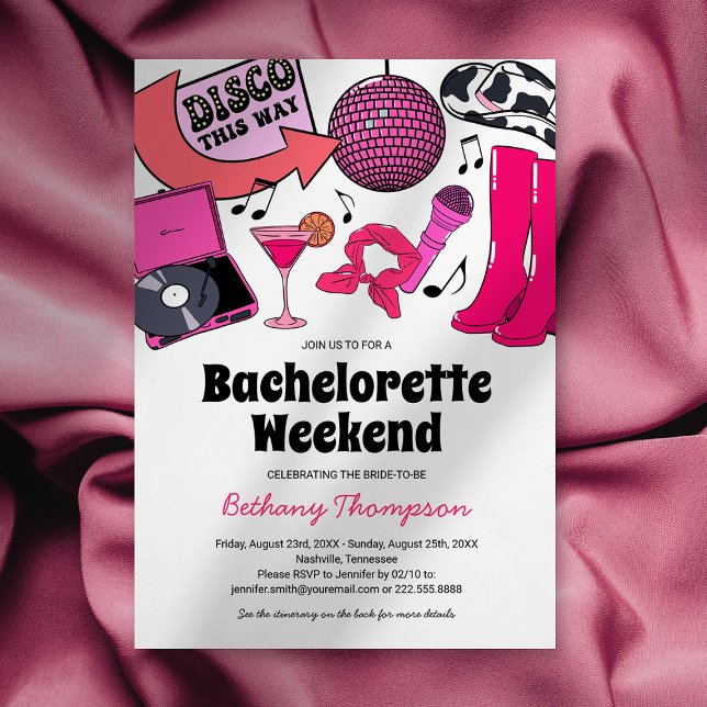 Disco Cowgirl Bachelorette Weekend Invitations (Creator Uploaded)