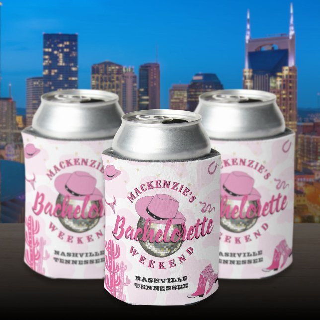 Disco Cowgirl Bachelorette Weekend Party Can Cooler (Disco Cowgirl Bachelorette Weekend Party Can Cooler)