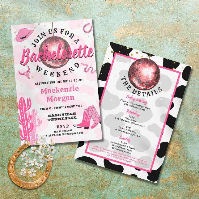 Disco Cowgirl Bachelorette Weekend Party Invitation (Creator Uploaded)
