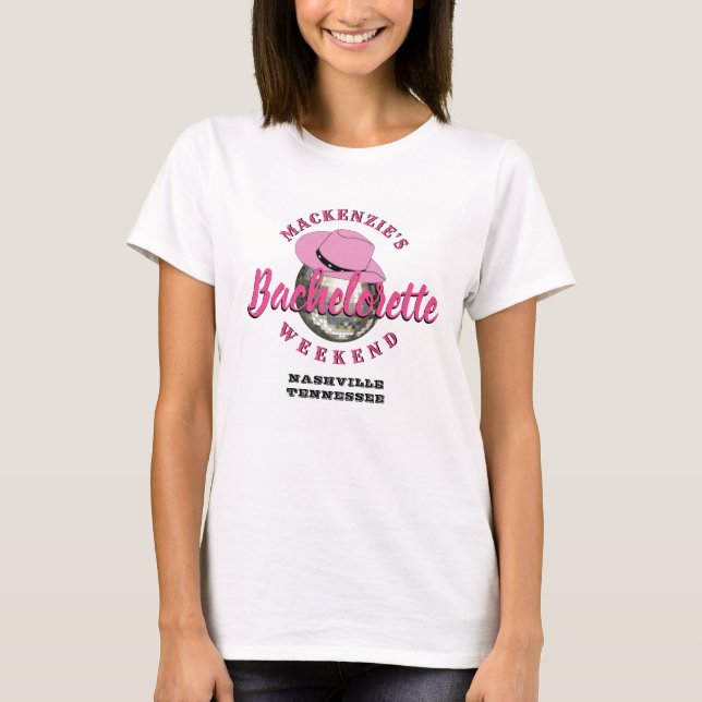 Disco Cowgirl Bachelorette Weekend Party T-Shirt (Front)