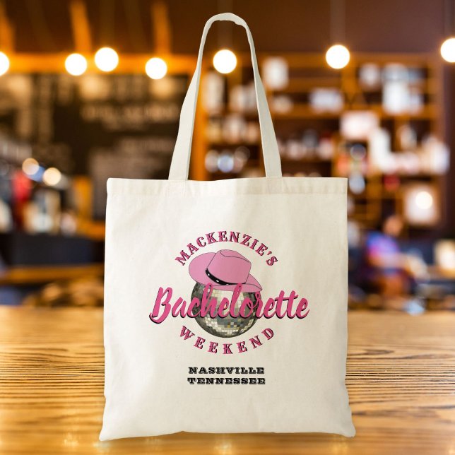 Disco Cowgirl Bachelorette Weekend Party Tote Bag (Creator Uploaded)