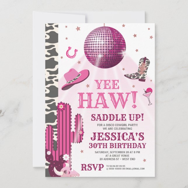 Disco Cowgirl Birthday Party Invitation (Front)