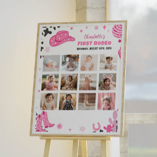 Disco Cowgirl Birthday Photo Milestone Poster