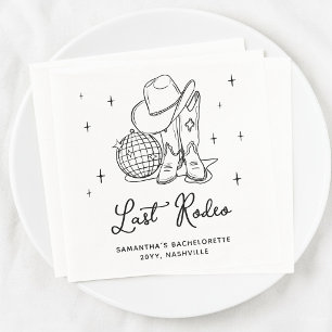 Disco Cowgirl Boots Last Rodeo Bachelorette Party Napkin
