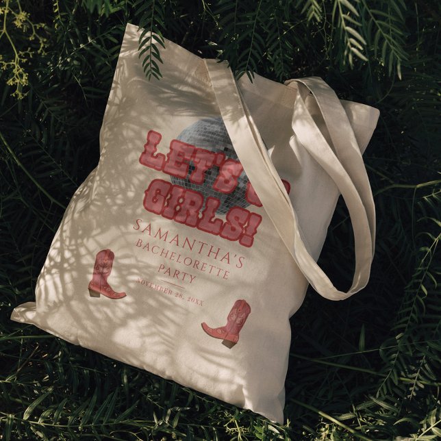 Disco Cowgirl Lets Go Girls Bachelorette Party Tote Bag (Disco Bachelorette Party Lets Go Girls Tote Bag)