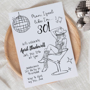 Disco, Cowgirl, Martini, Disco ball Birthday  Invitation