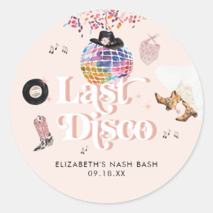 Disco Cowgirl Nashville Pink Rodeo   Bachelorette  Classic Round Sticker