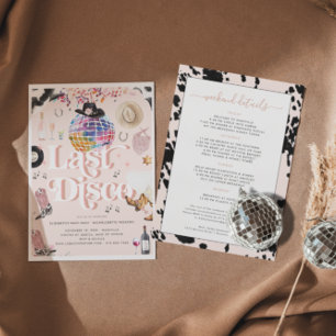Disco Cowgirl Nashville Pink Rodeo   Bachelorette Invitation