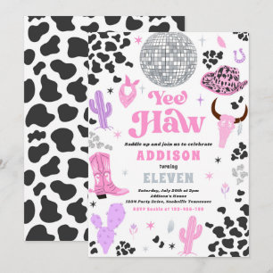 Disco Cowgirl Nashville Pink Rodeo Birthday Party Invitation