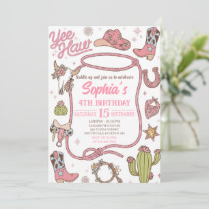 Disco Cowgirl Nashville Pink Rodeo Birthday Party Invitation