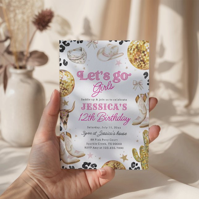 Disco Cowgirl Nashville Rodeo Pink Birthday Party  Invitation (Creator Uploaded)