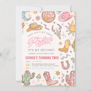 Disco Cowgirl Rodeo 2nd Birthday Party Invitation