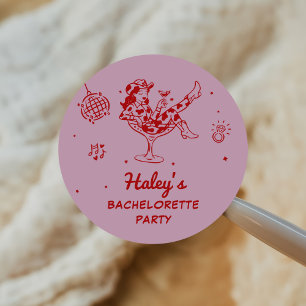 Disco Cowgirl Rodeo Bachelorette Weekend Classic Round Sticker