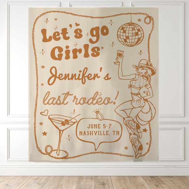 Disco Cowgirl Rodeo Bachelorette Weekend Tapestry (Creator Uploaded)