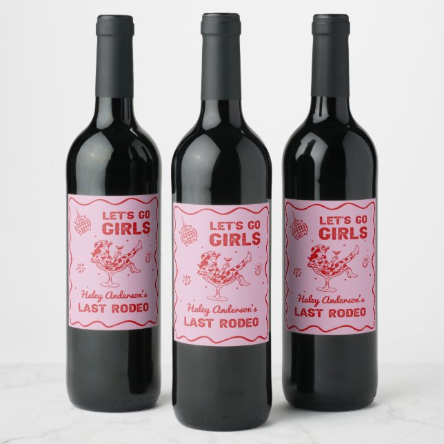Disco Cowgirl Rodeo Bachelorette Weekend Wine Label (Bottles)