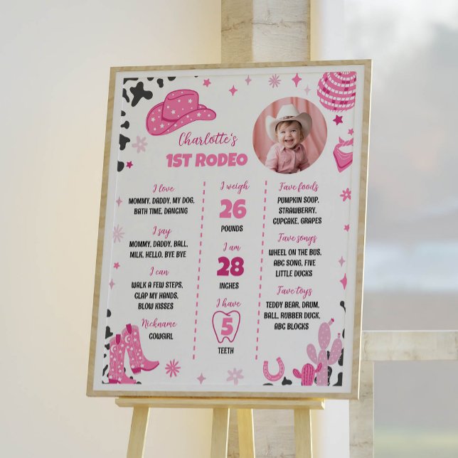 Disco Cowgirl Rodeo First Birthday Milestone Sign (Creator Uploaded)