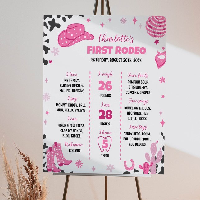 Disco Cowgirl Rodeo First Birthday Milestone Sign (Creator Uploaded)