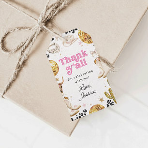 Disco Cowgirl Rodeo Pink Birthday Party Thank You Gift Tags