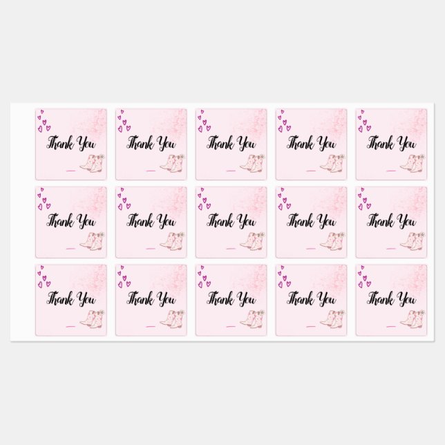Disco Cowgirl Thank You Labels (Sheet)