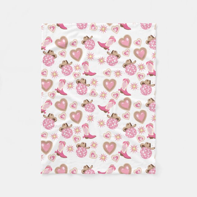 Disco Cowgirl Valentine Small Fleece Blanket (Front)