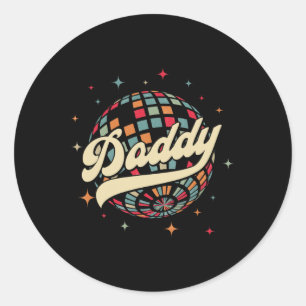 Disco Daddy 60s 70s Mens Party Costume Dad Fathers Classic Round Sticker