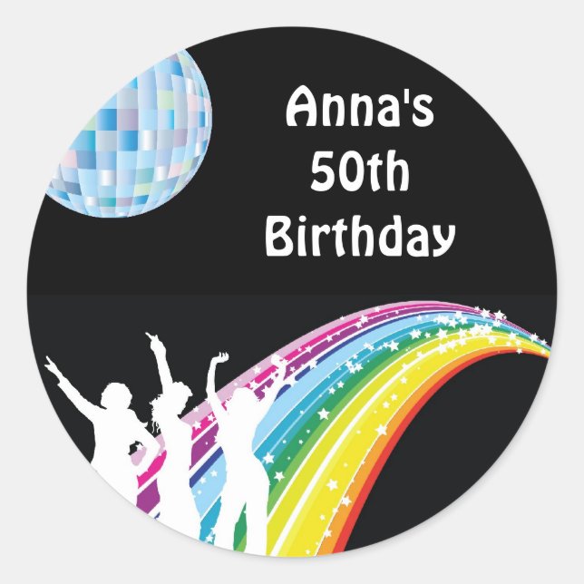 Disco Dance Birthday Party Favour Labels (Front)
