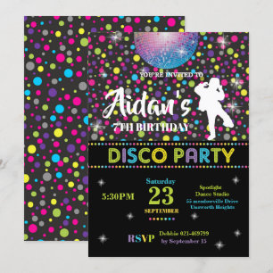 Disco Dance Birthday Party Invitation Boy