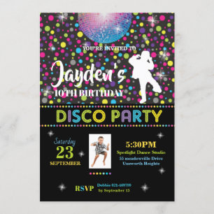 Disco Dance Birthday Party Invitation Boy