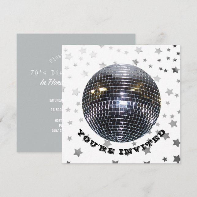 Disco Dance Birthday Party | Retro 70s Disco Party Invitation (Front/Back)
