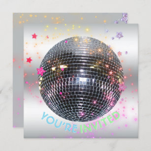 Disco Dance Birthday Retro 70's Disco Ball Party Invitation