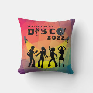 Disco dance floor retro multicolor celebration  cushion