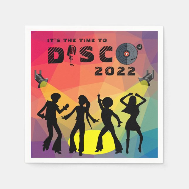 Disco dance floor retro multicolor celebration  napkin (Front)