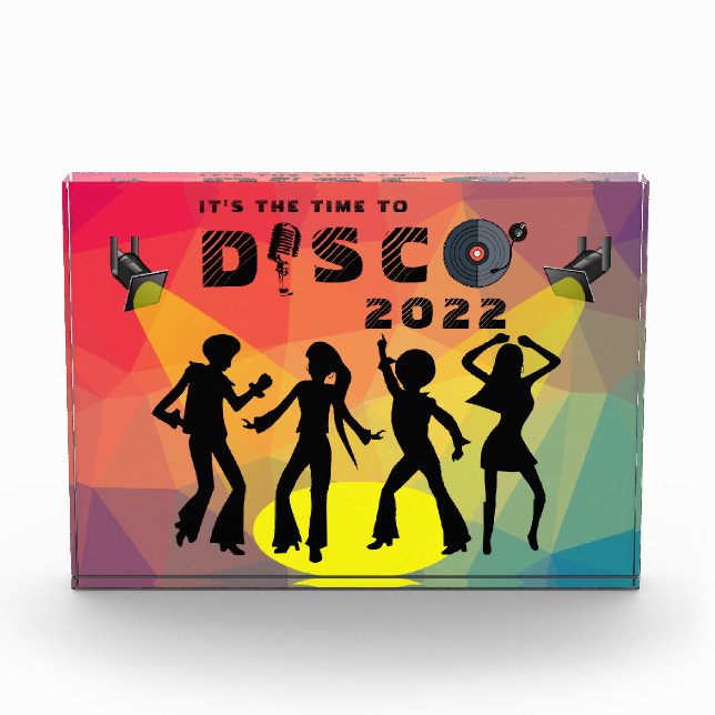 Disco dance floor retro multicolor celebration photo block (Front)