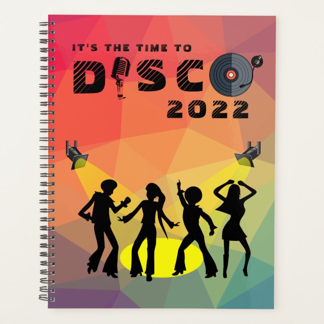 Disco dance floor retro multicolor celebration  planner (Front)