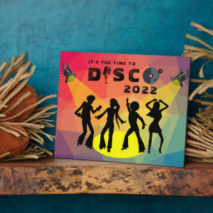 Disco dance floor retro multicolor celebration plaque