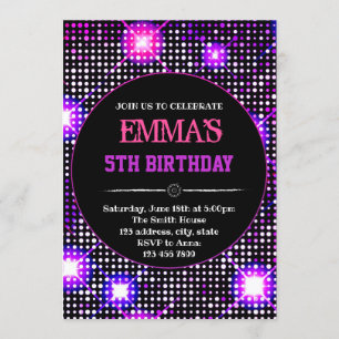 Disco dance party birthday invitation